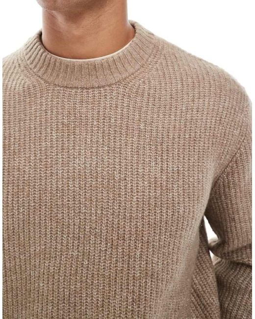Jack & Jones Natural Oversize Thick Ribbed Jumper for men