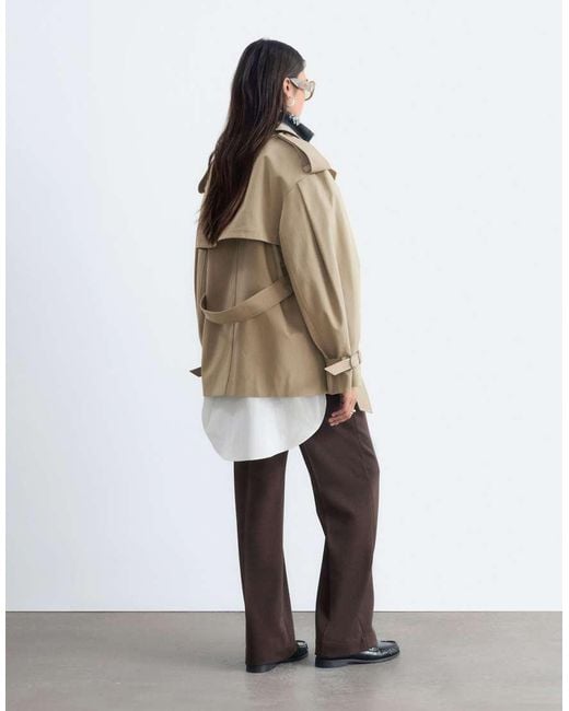 & Other Stories Natural Short Cotton Belted Trench Coat