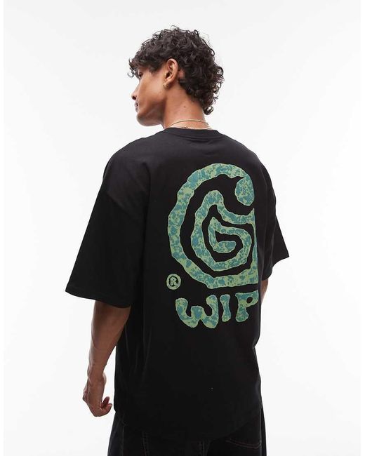 Camiseta Negra De Corte Suelto Con Detalle Estampado Helix De Carhartt de hombre de color Black