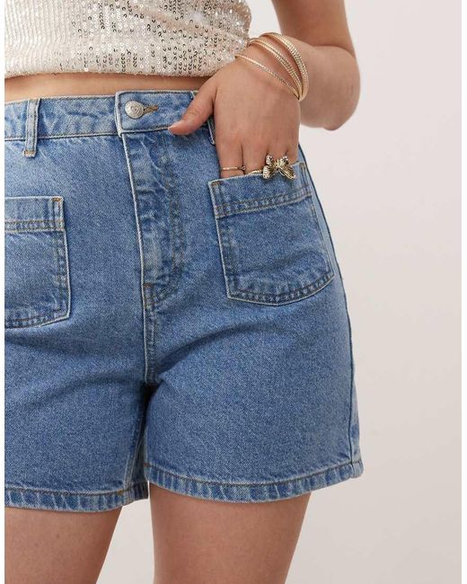 Miss Selfridge Blue Patch Pocket Denim Short