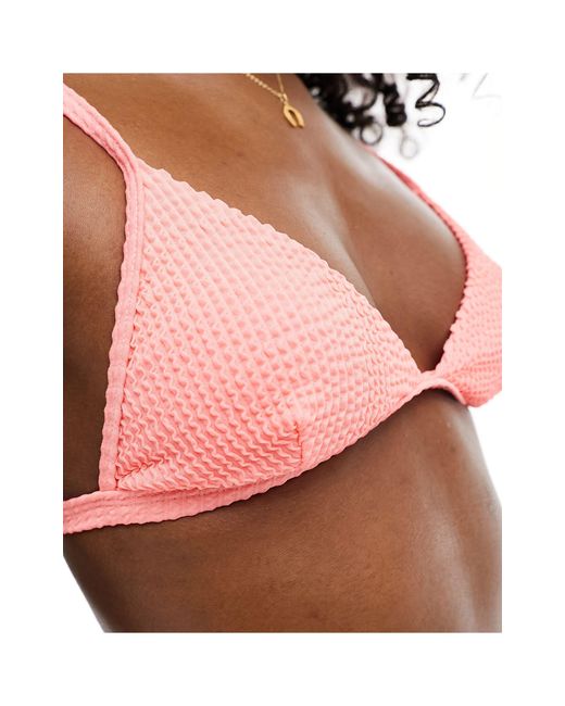 Miss Selfridge Pink Crinkle Triangle Bikini Top
