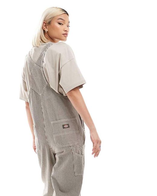 Dickies White Classic Hickory Striped Dunagrees