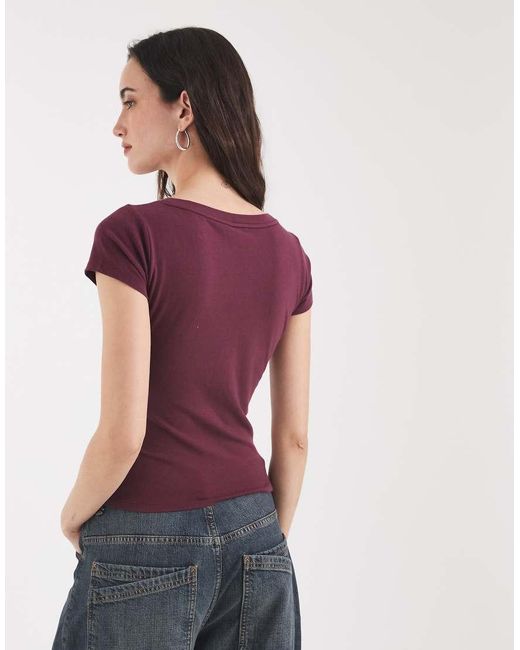 Hollister Purple V Neck Wrap Front Top