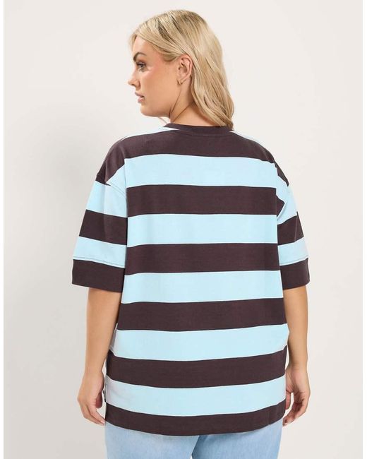 Yours Clothing Blue Stripe Heavyweight T-Shirt