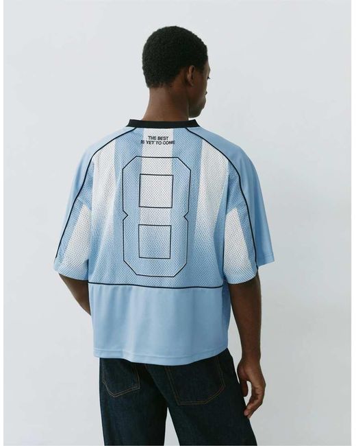 Pull&Bear Blue Stwd New York Boxy T-shirt for men