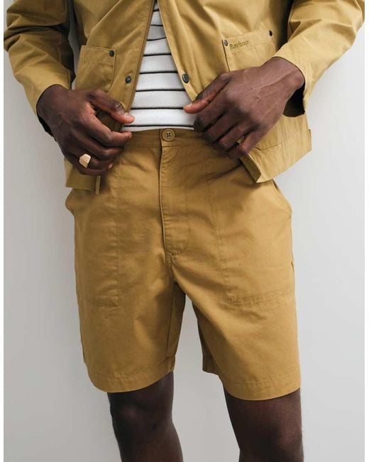 Barbour White Sherburn Cargo Shorts for men