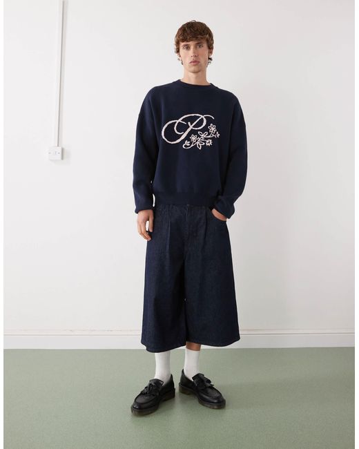 Prohibited – oversize-strickpullover in Blue für Herren