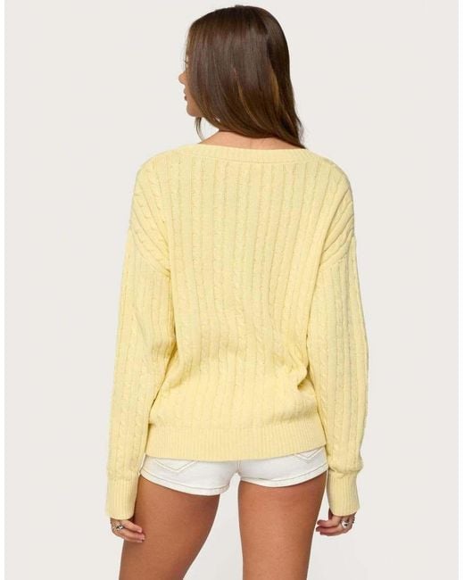 Edikted Yellow Francine Oversized V Neck Cardigan