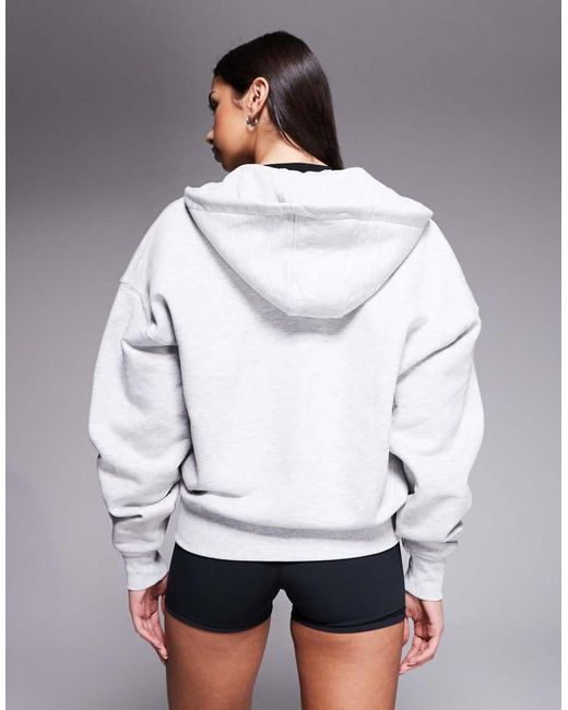 4505 White Icon Rest Day Heavyweight 440gsm Cotton Zip Up Oversized Hoodie