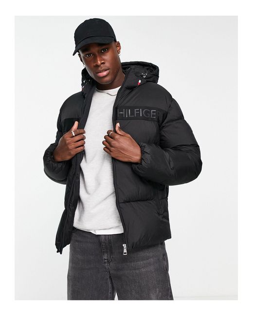 Tommy Hilfiger Ny High Loft Hooded Puffer Jacket in Black for Men | Lyst  Canada