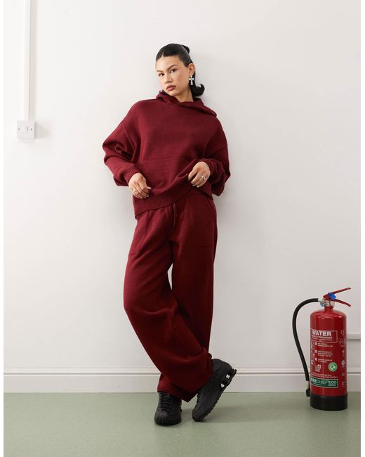 Collusion Red – gestrickter oversize-kapuzenpullover