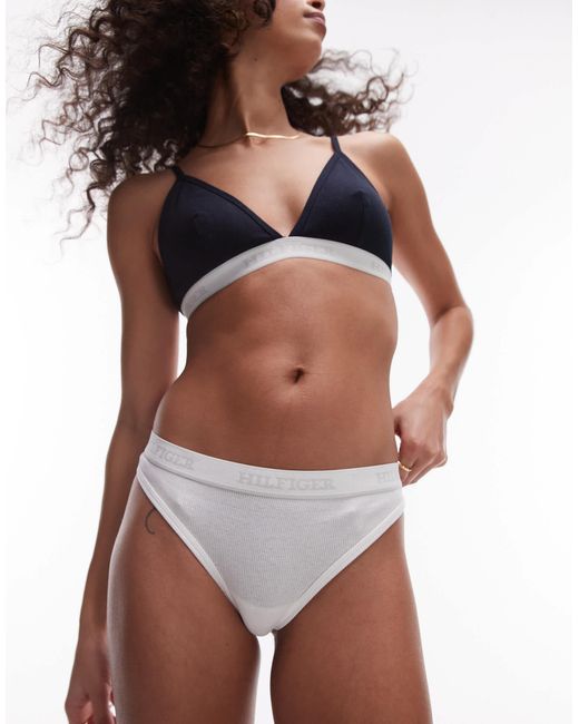Tommy Hilfiger White Thong With Logo Taping