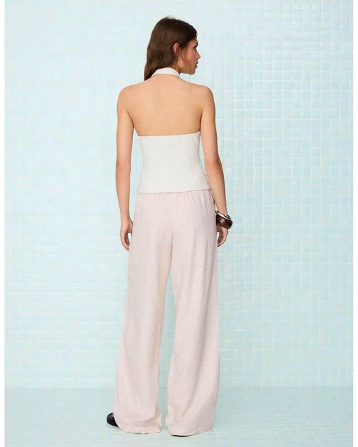 Bershka Multicolor Linen Rich Trousers With An Elasticated Waistband