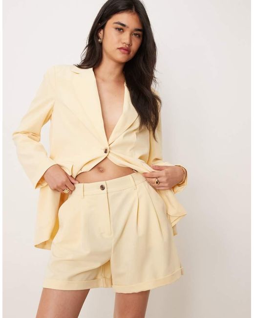 Vila Natural Mix & Match High Waist Tailored Shorts Co-ord