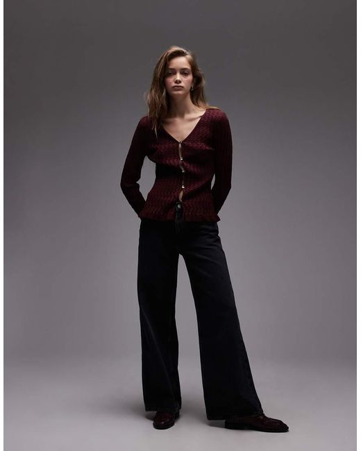 & Other Stories Blue Honeycomb Rib Knitted Cardigan