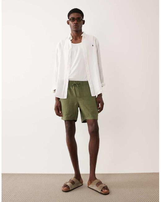 Polo Ralph Lauren Natural Icon Logo Long Sleeve Linen Shirt for men