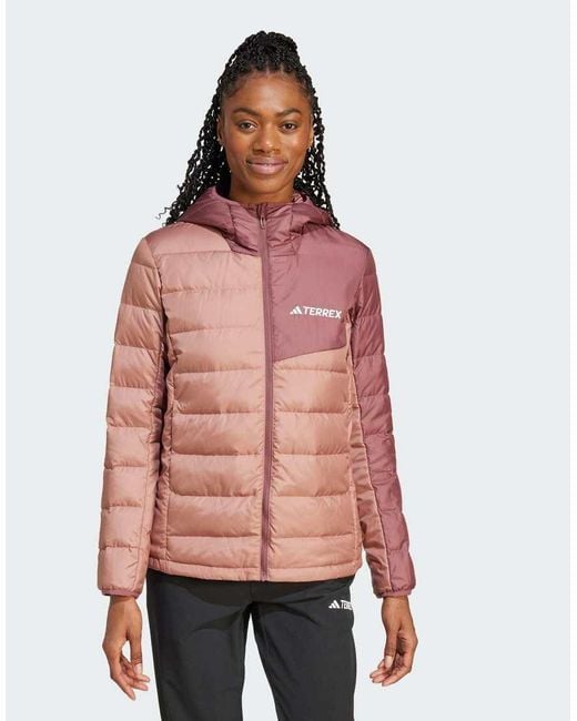 Adidas Red Terrex Multi Light Down Hooded Jacket