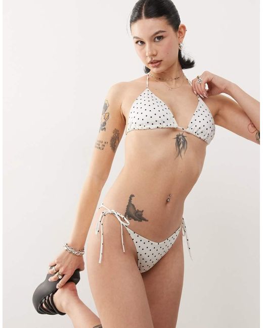 Monki Natural Mix And Match Tie Side Bikini Bottom