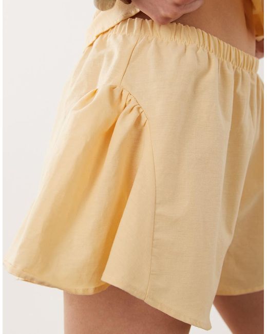 ASOS Natural Linen Blend Godet Mini Shorts