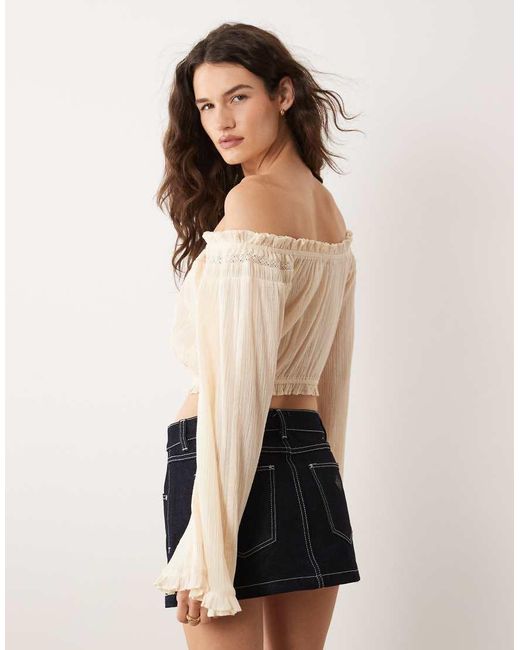 Miss Selfridge Natural Bardot Boho Blouse