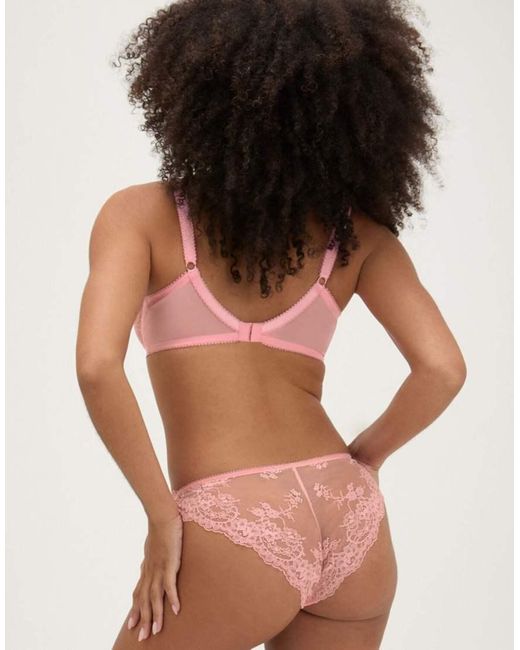 Boux Avenue Pink Elsbeth Lace Briefs Floral Lace High Leg Underwear