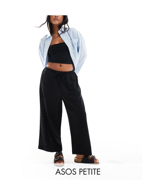 ASOS White Asos Design Petite Pull On Culotte With Linen
