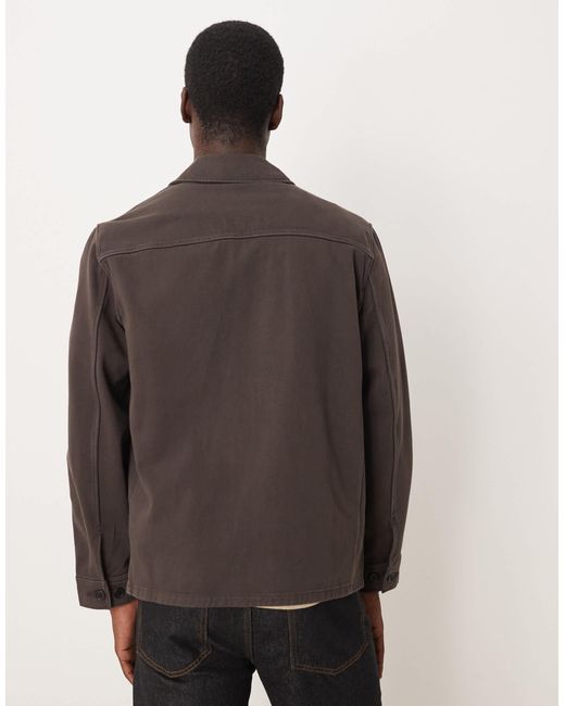 ARKET Brown Overdyed Twill Shacket for men