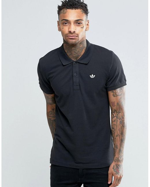 Adidas Originals Black Trefoil Polo Shirt Ab8298 for men