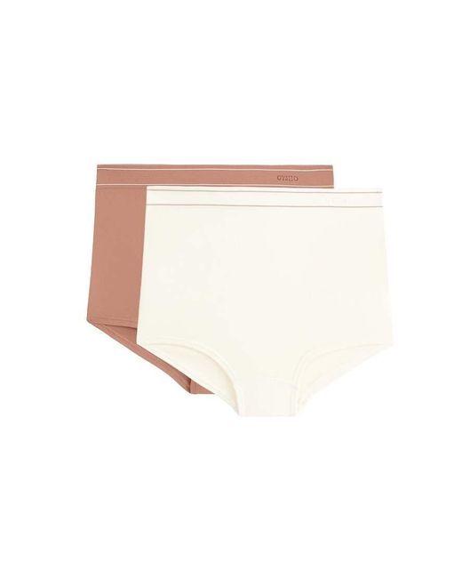 Oysho White 2 Seamless Soft-touch Logo Contrast Shortie Briefs