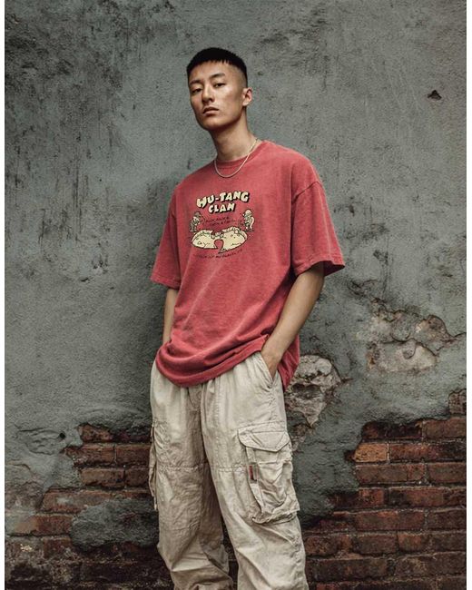 PRNT Red X Wu-Tang Clan Gravel Cartoon Relaxed Fit T-Shirt