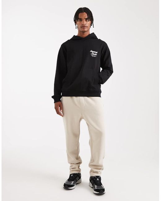 Jack & Jones Black Oversized Hoodie With Originals Back Print for men