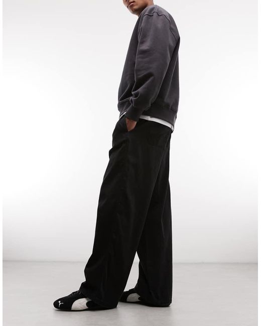 Weekday Black Oversized Elastic Waist baggy Trousers for men