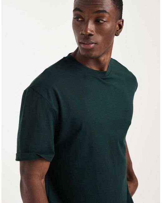 ASOS Green Relaxed T-shirt With Cafe Graphic for men