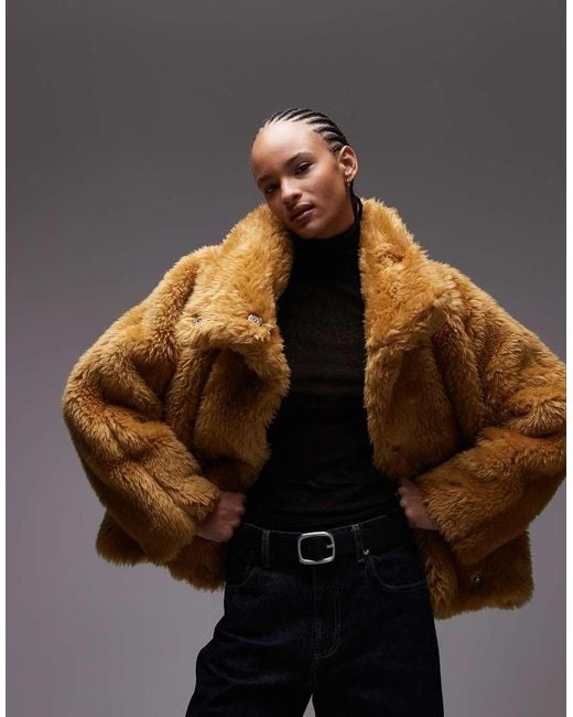 ASOS Multicolor Faux Fur Bubble Hem Bomber Jacket