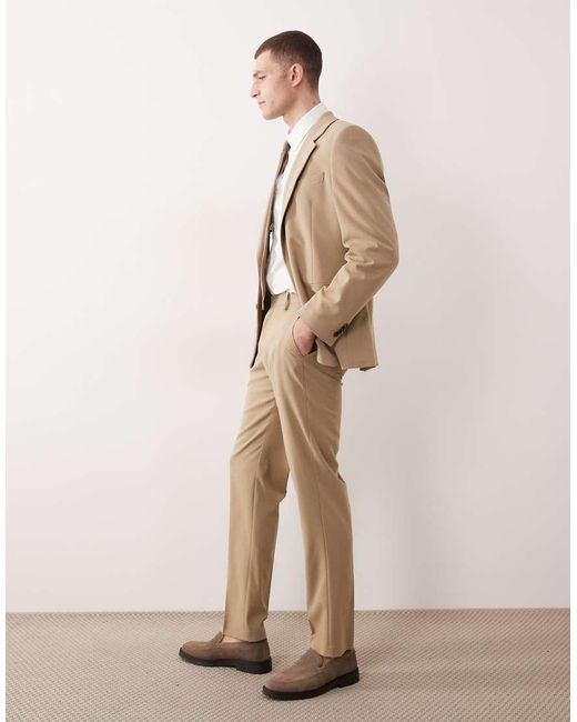 ASOS Natural Slim Suit Pants for men