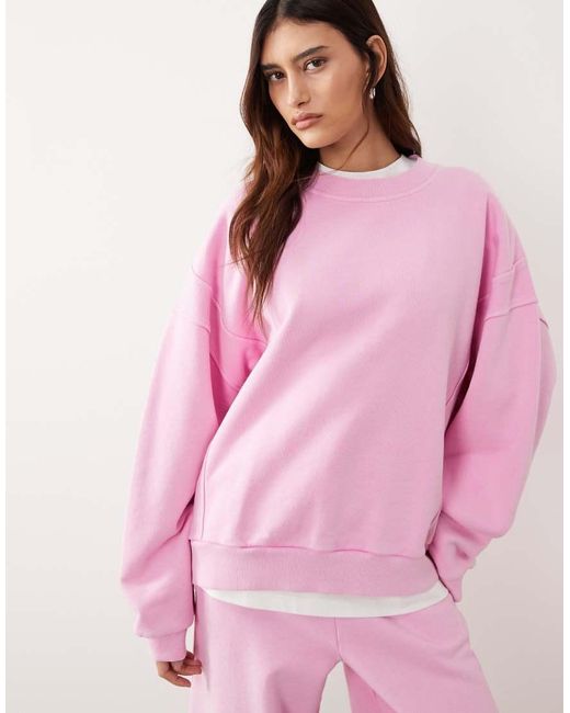 ARRANGE Pink Heavy Weight Oversized Seam Detail Sweatshirt Co Ord