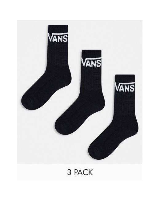 Vans Black Classic Crew 3 Pack Socks