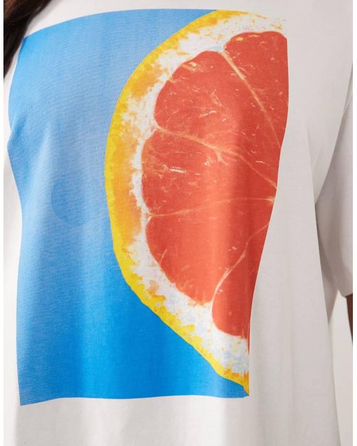 ASOS Blue Asos Design Curve Oversized T-shirt With Grapefruit Graphic