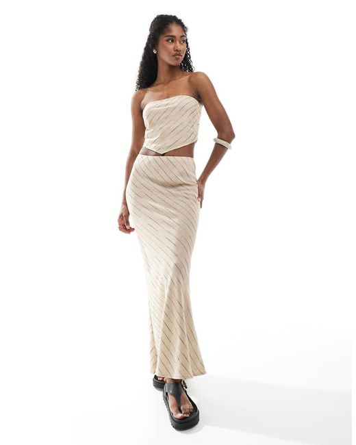 ASOS White Linen Look Bias Maxi Skirt Co-ord