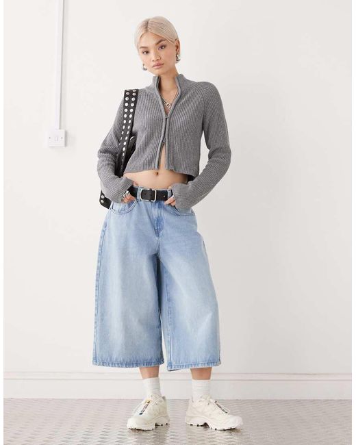 Noisy May Gray High Neck Full Zip Through Cardigan