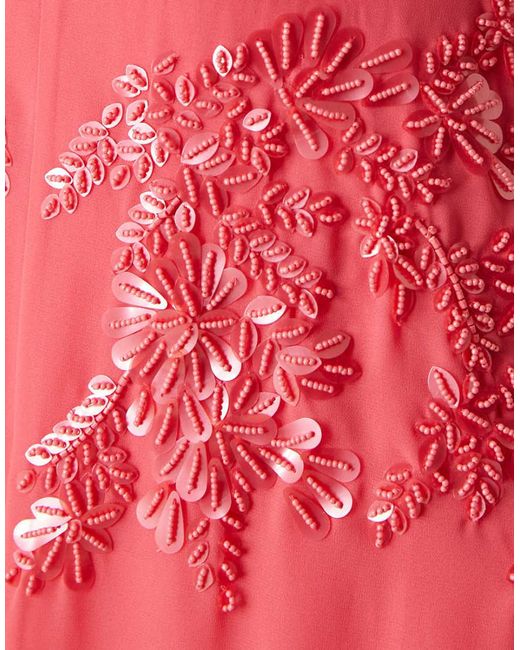 Hope & Ivy Pink Plunge Front Embellished Maxi Dress