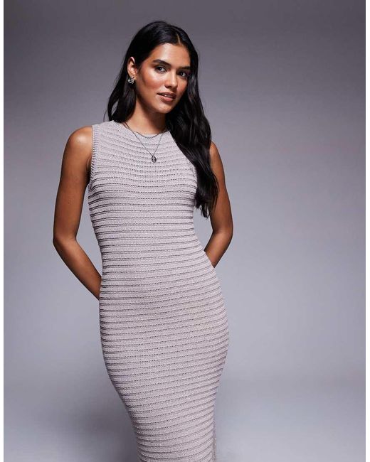 River Island Purple Crochet Midi Dress