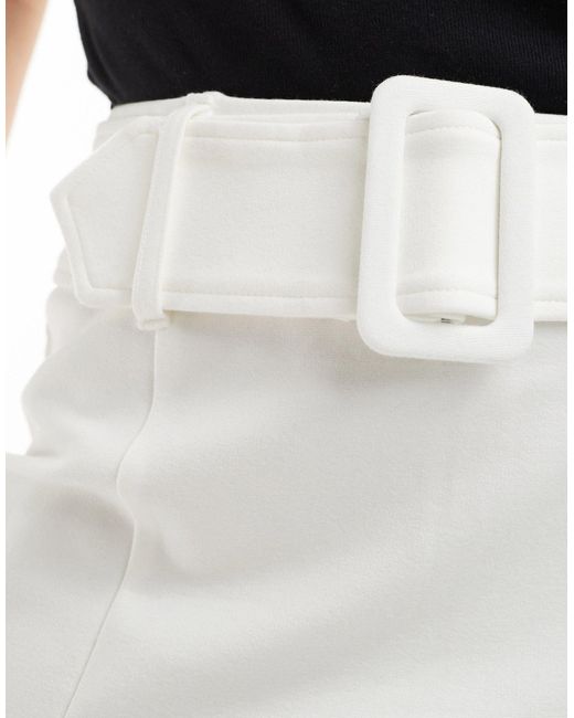 ASOS White Ponte Pelmet Mini Skirt With Belt