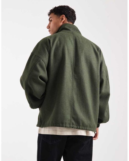 ASOS Green Wool Look Track Jacket for men
