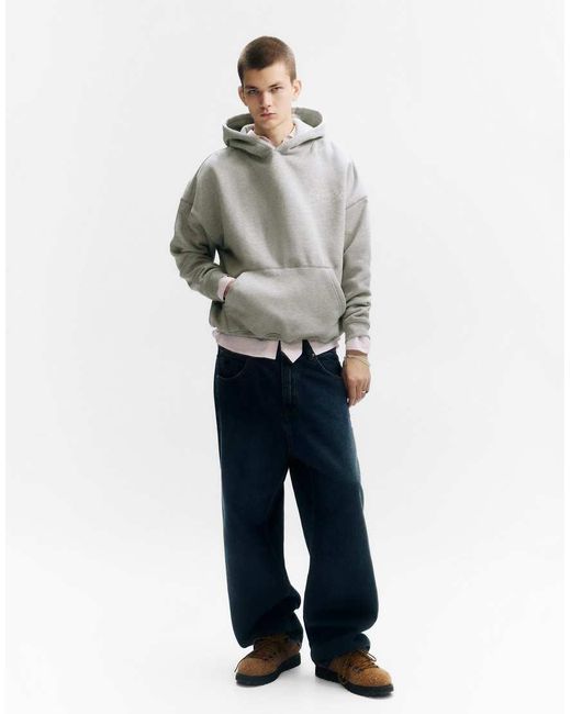 Pull&Bear Gray Stwd Barcelona Hoodie for men