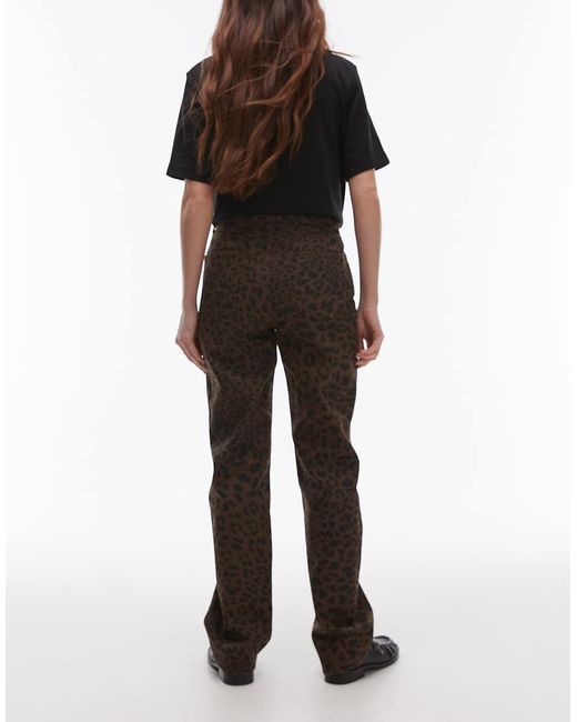 Vaqueros De Pernera Recta Con Estampado De Leopardo Leonie De -Marrón Mango de color Black