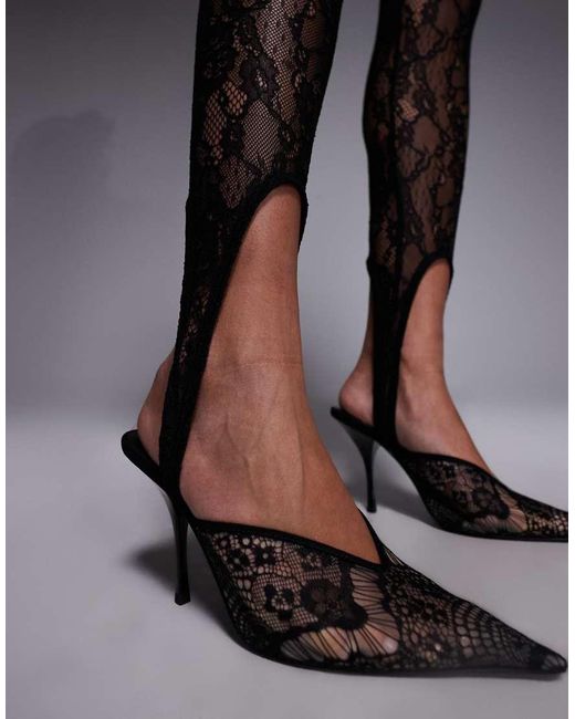 ASOS Gray Sheer Lace Stirrup legging