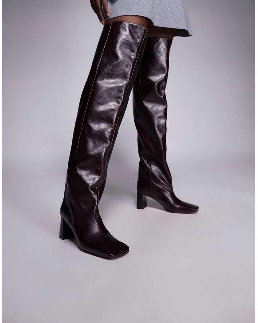 ASOS Red Kane Square Toe Slouchy Over The Knee Boots