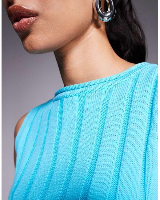 ASOS Blue Knit Wide Rib Tank Top