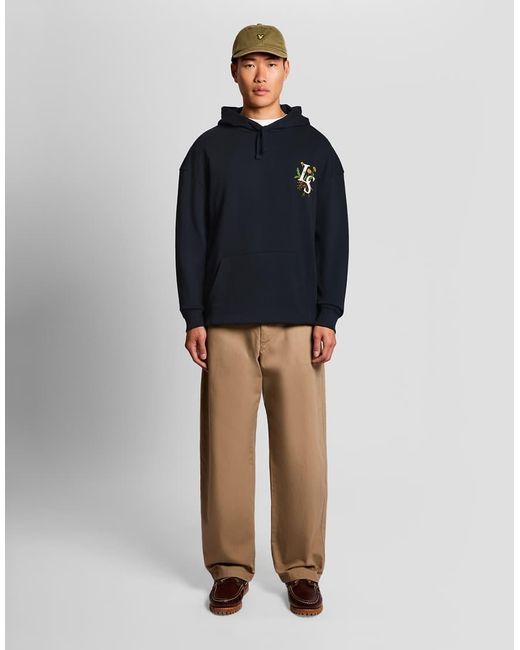 Lyle & Scott Blue Mid Layers Dandelion Script Graphic Hoodie for men